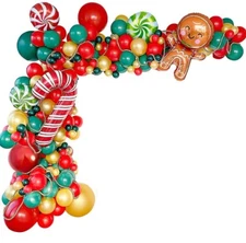 1 Set Gingerbread Man Metallic Gold Balloons Arch Candy Garland Christmas Party