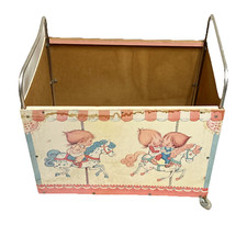 VTG RARE 1980 PASTEL Hallmark BETSEY Clark Rolling Toy Box Storage Cart AS IS