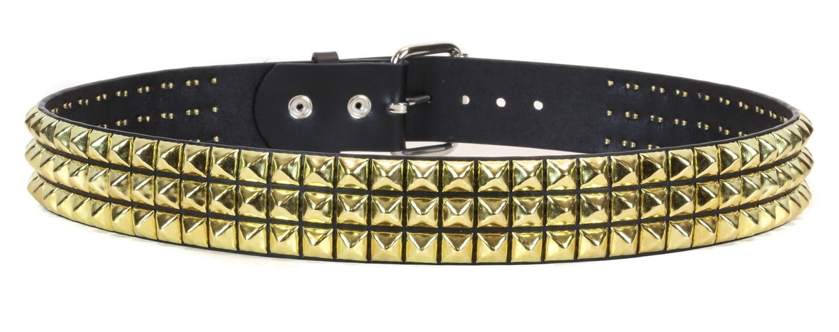 Studded Brass Pyramid Genuine Leather Belt Punk Gothic