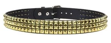 Studded Brass Pyramid Genuine Leather Belt Punk Gothic Cosplay Thrash 70's Retro