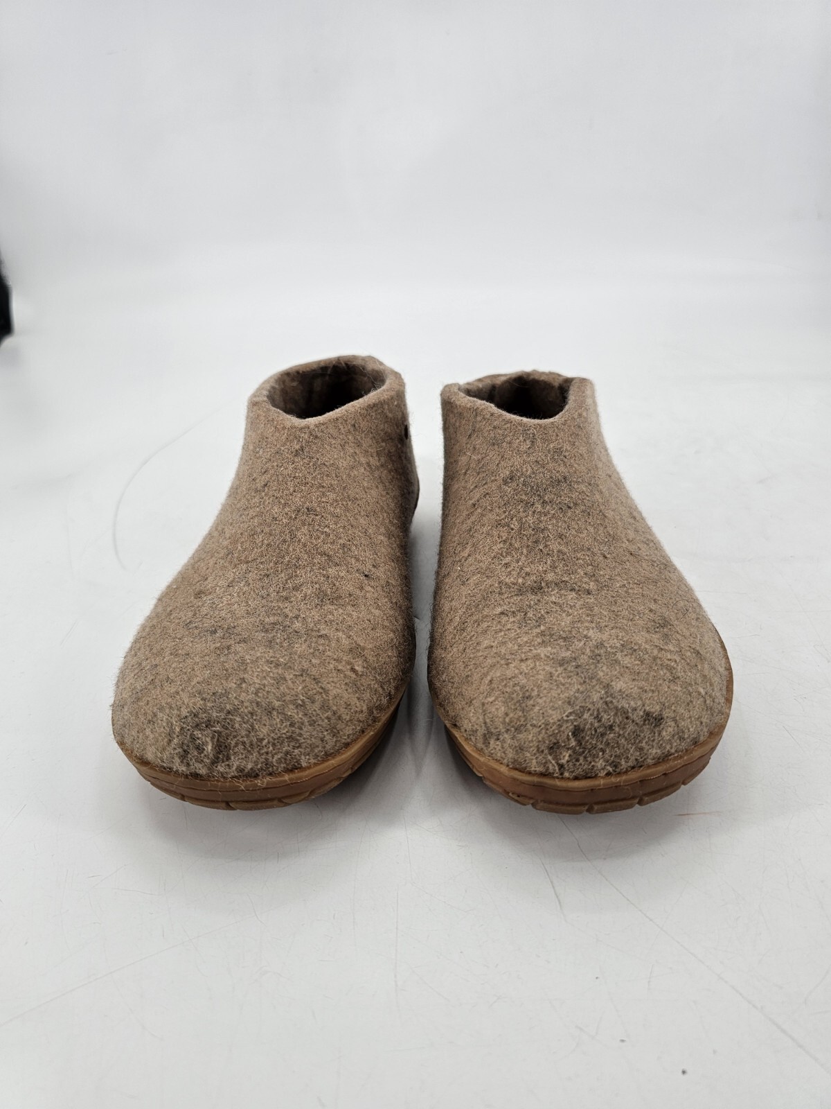 SAOLA Glerups Ciabatte Lana Adulti Taglia M's 8 W's 10 Tacco Aperto Beige Suola Gomma