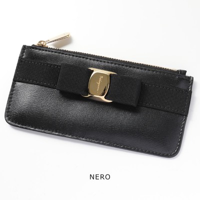 SALVATORE FERRAGAMO Case 22E010 Ladies VARA BOW Leather Card Case  