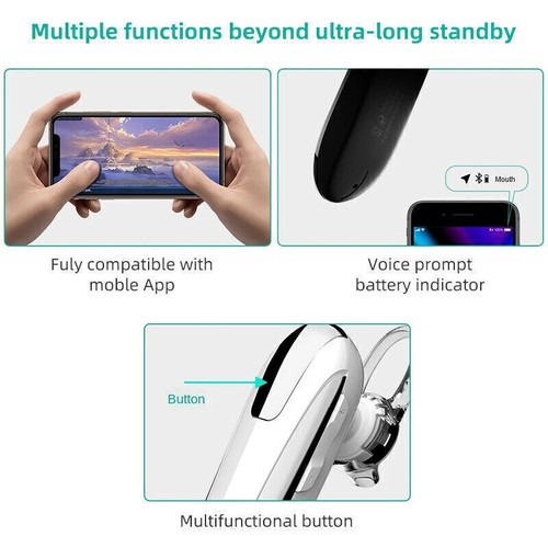 Noise Cancelling Headset Wireless Earpiece Driving Trucker Earbuds for Bluetooth - Picture 10 of 16