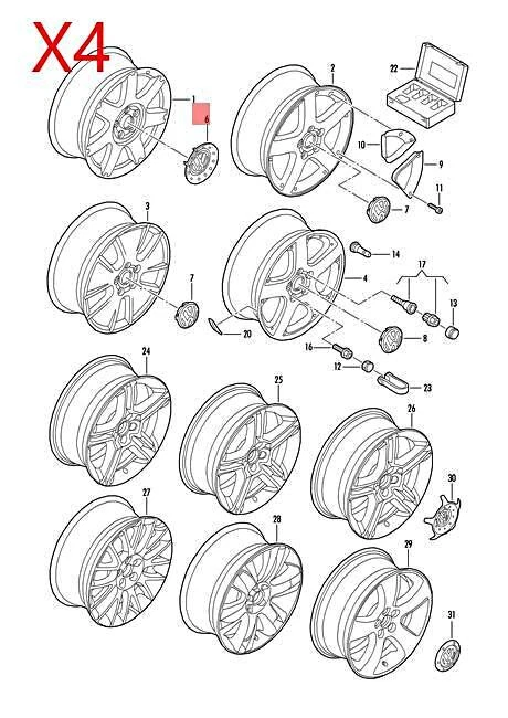 Tapacubos original VW Beetle 4x plata brillante/azul/blanco para llanta: 1C0601149CGTT Foto 4 de 4