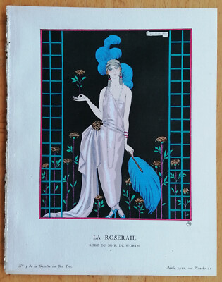 Art Deco Gazette de Bon Ton Pochoir La Roseraie by G. Barbier - 1920