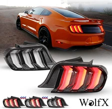 For 2015-2023 Ford Mustang LED Tail Lights Black Clear Sequential Signal Lamps