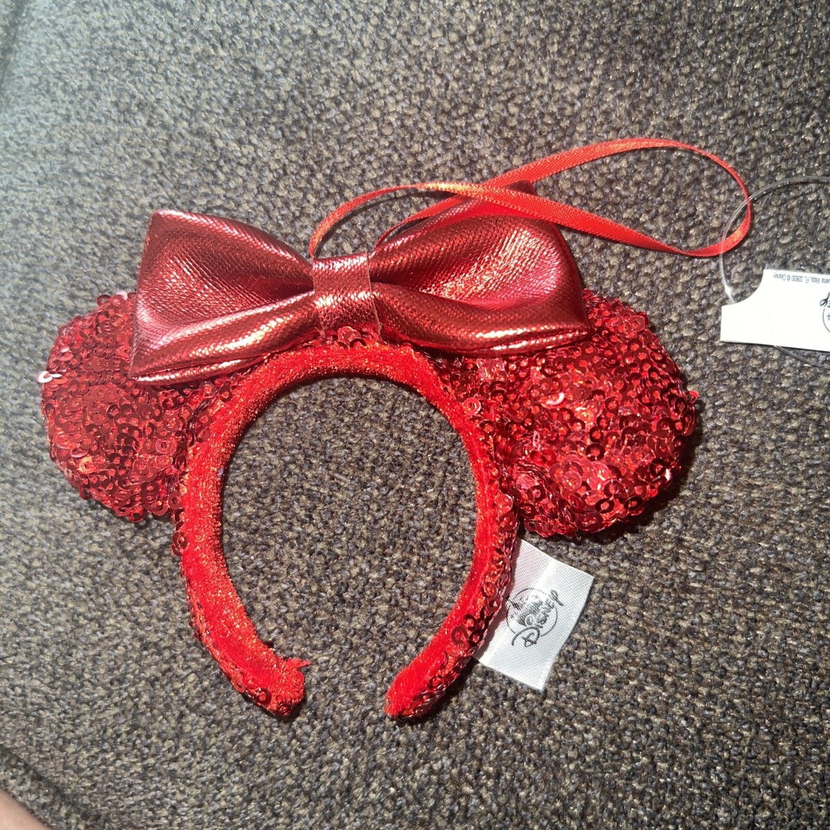 Disney Parks Minnie Ear Headband Red Bow Sequin Holiday  display picture 1