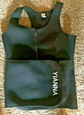 ONE SIZE Black Neoprene SAUNA VEST Racerback WAIST TRAINING Suit TOP Weight  Loss