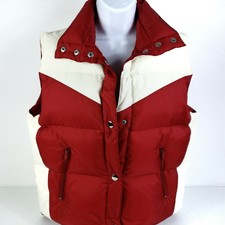 Charlotte Russe Womens Duck Down Puffer Snap Vest Large Crimson Red Cream