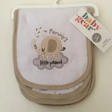 NEW 3 Baby Burp Cloths Shoulder Drool Bibs Elephant Theme Tan White | Baby Gear