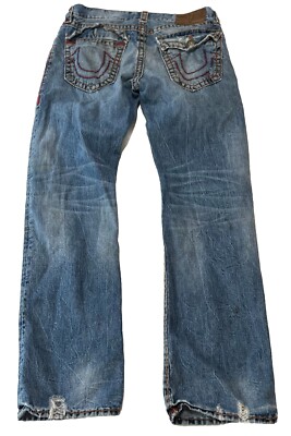 True Religion Red Stitch Ricky 34 Jeans Blue 100% Cotton