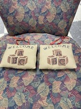 Pair Of Vintage ABC Block Pillows Country Decor 5  By 5  