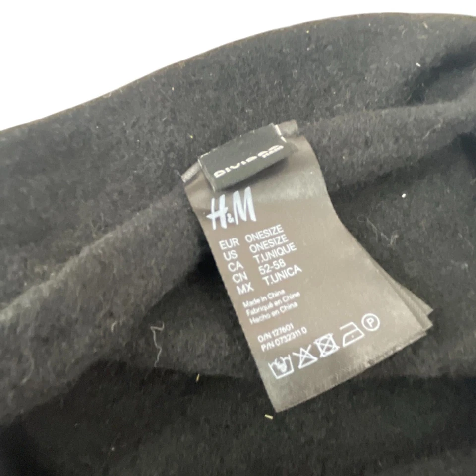 H&M Boina Negra Mezcla Lana Sombrero Versátil Talla Única Unisex Invierno París Foto 2 de 4