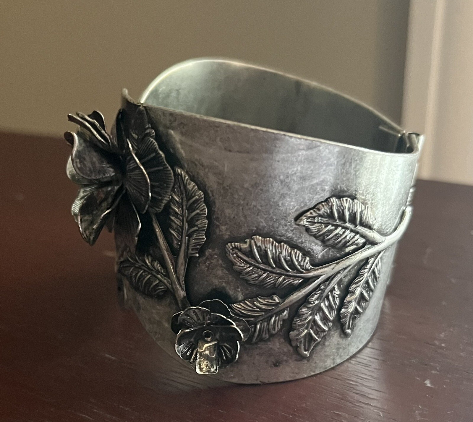 Antique Raised Rose Floral Chunky Statement Sprin… - image 4