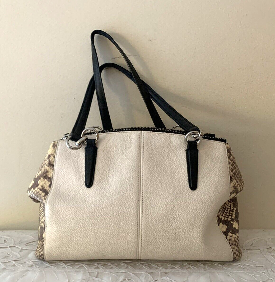 COACH  Exotic Python Soft White Satchel Shoulder … - image 2