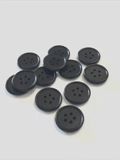 12 Buttons Black Plastic 5-Hole Sew Through Sewing 15 mm #BK27