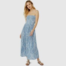 Scoop Women's Strapless Maxi Dress, Blue Medallion, Small (4-6)