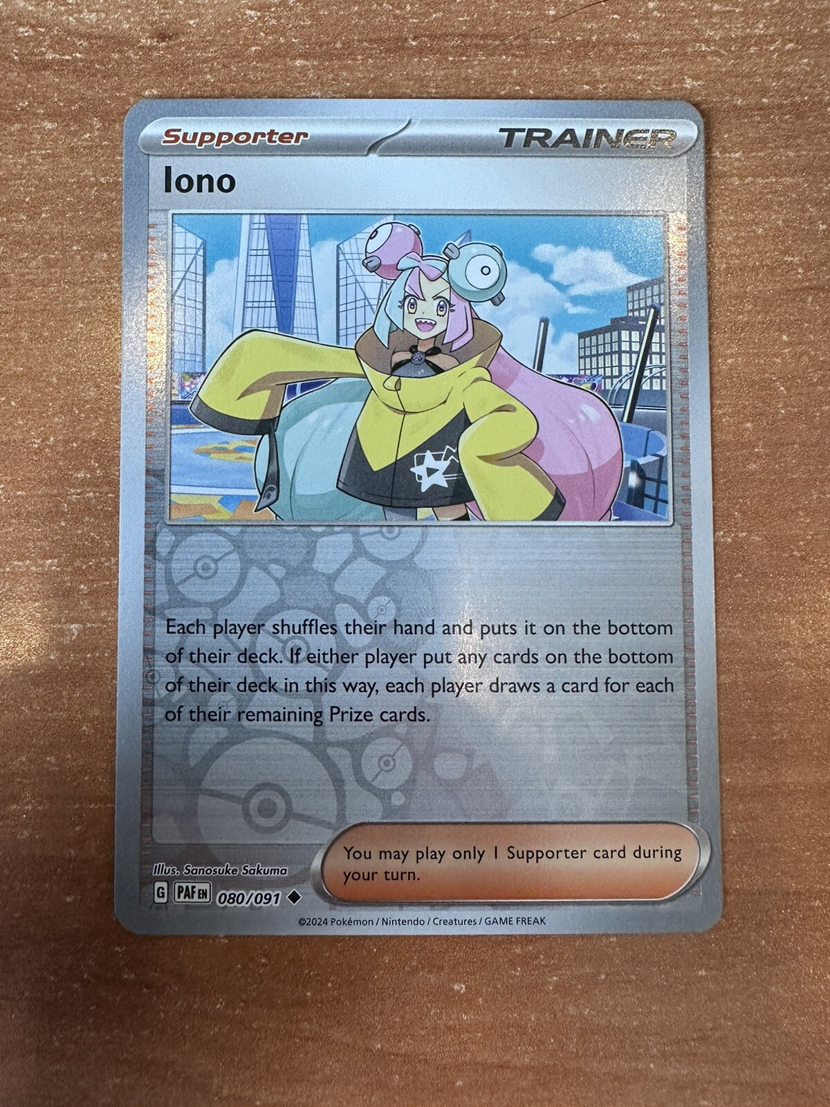 Iono 080/091  - Reverse Holo Rare - Paldean Fates Pokemon TCG NM
