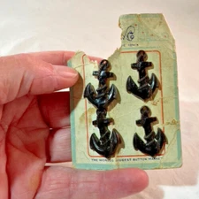 Vintage 3-D/ Relief Anchor Buttons 4 Acrylic Worlds Largest Button Maker Iowa