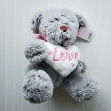 Dan Dee Love Plush Gray 12" Teddy Bear Stuffed Animal Valentine Heart