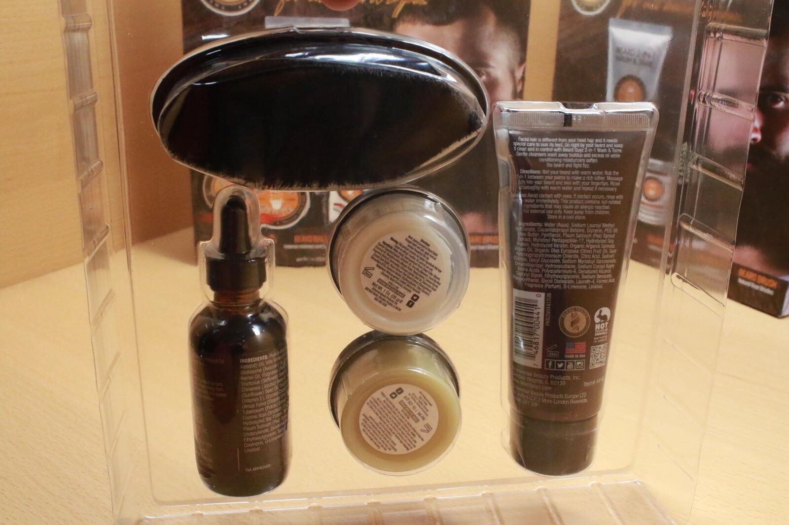 (4) BEARD GUYZ 5 Piece Venture Set Men's Beard Grooming Set Beard Oil Balm Brush