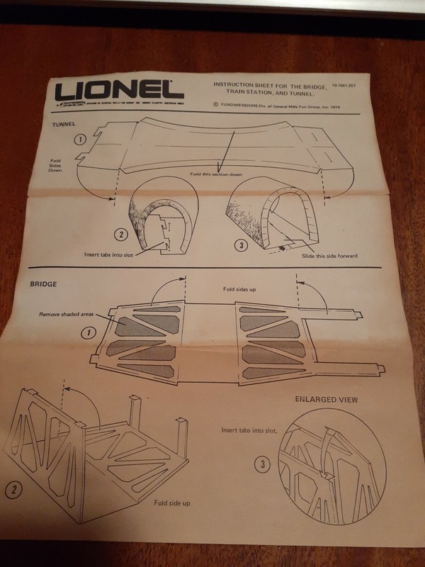 Instruction Sheet for Lionel Bridge, Train Station & Tunnel 1976