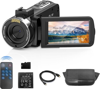 Video Camera, 2.7K UHD 48MP Camcorder w/ 3.0 Inch IPS Touch Screen 270° Rotation