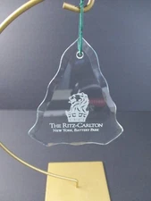 The Ritz-Carlton NY Battery Park Beveled Glass Christmas Tree Ornament NIB  b