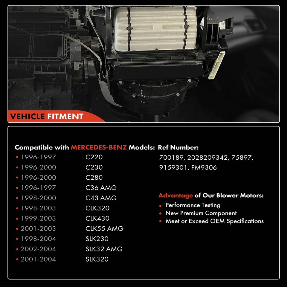 Motor soplador de calefacción con jaula de ventilador para Mercedes-Benz W202 A208 C208 R170 CLK320 Foto 3 de 4