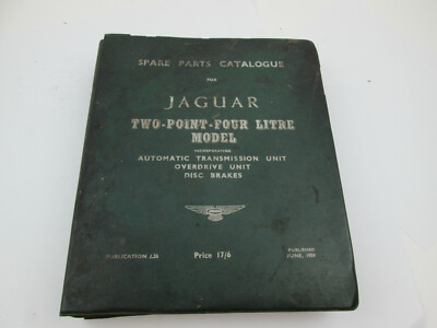 Vintage June 1959 Jaguar Two Point Four Litre Spare Parts Catalogue 