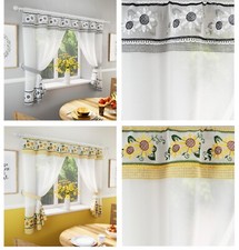 Keswick Large Daisy / Sunflower Voile Window Set with Matching Free Tie Backs