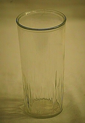 Peanut Butter Clear Drinking Juice Glass Arrow Ribbed Sides Unknown Maker MCM