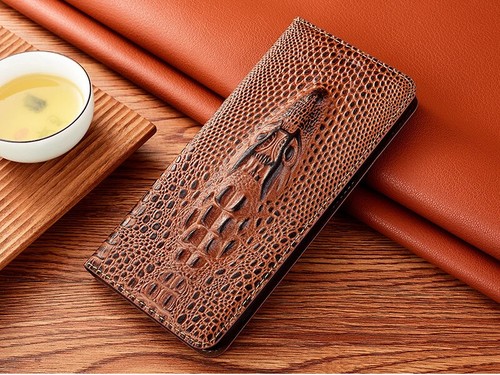 Genuine Cow Leather Case Google Pixel 9 Pro XL Crocodile Head Flip Wallet Cover - Picture 12 of 23
