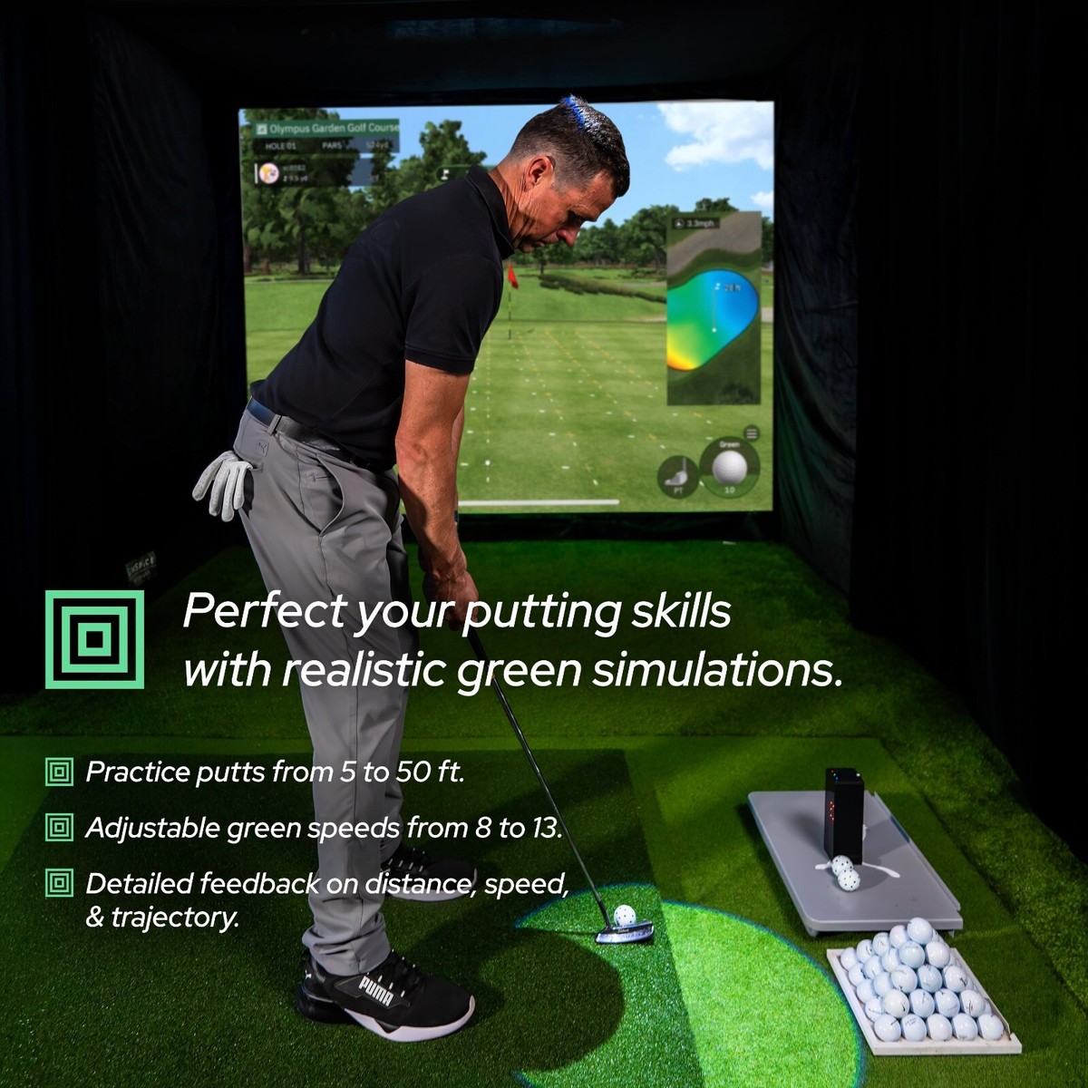 Square Golf Golf Simulator Launch Monitor Home Edition for Indoor