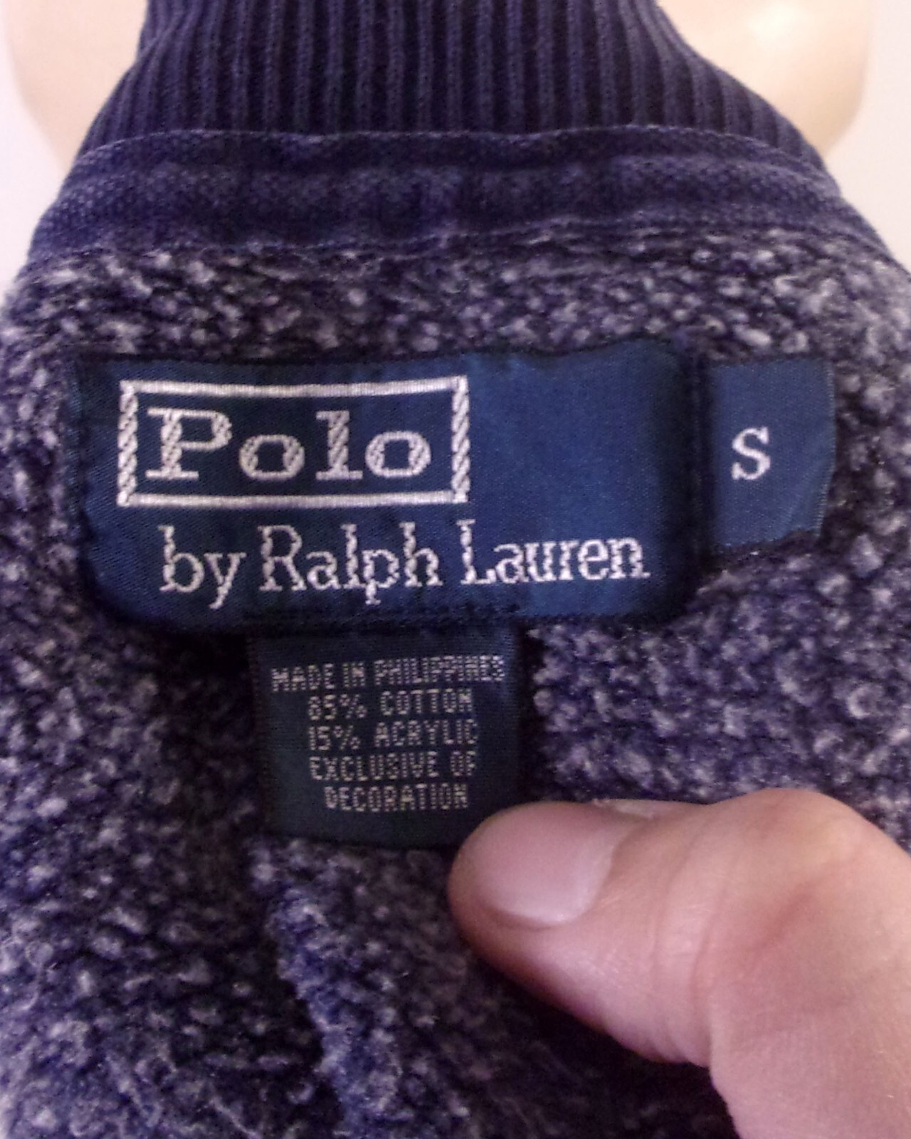 Felpa vintage anni '90 00 Y2K rara con colletto blu navy LS pony taglia S