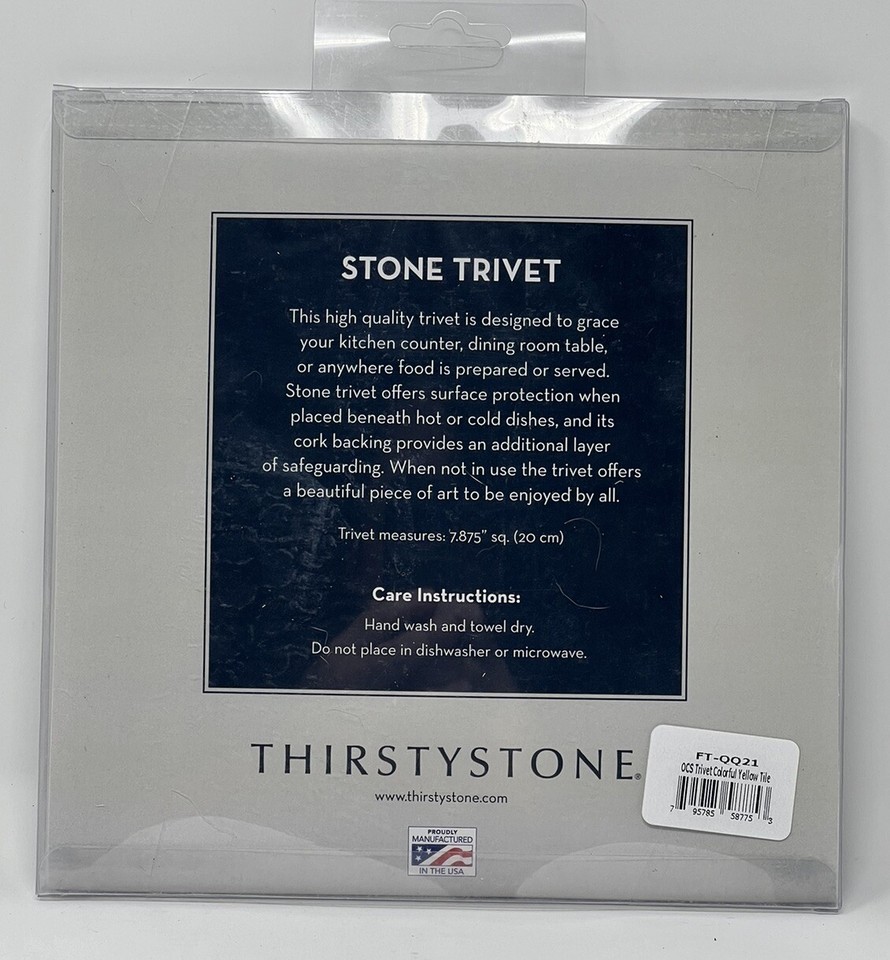 Thirstystone Blue & Yellow Tile Decorative Heat Tolerant Ceramic Stone