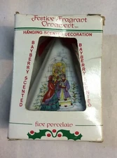 Festive Fragrant Christmas Ornament  Fine Porcelain Hanging Scented  Bayberry 