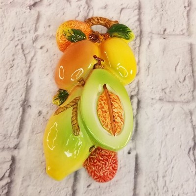 Vintage Ceramic Fruits Vegetables Lot of 2 Kitchen Wall Hanging