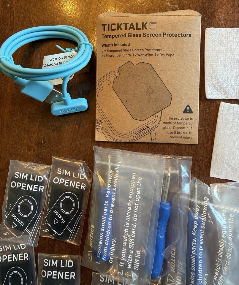 TICKTALK 5 Kids Watch New OEM Parts Glass Screen Cover Sim Lid Charge Cord Lot - Image 3 of 4