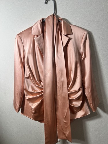 Halston, Set 2 pezzi giacca cami vintage anni 90 Halston Luxe Randolph Duke seta taglia 6