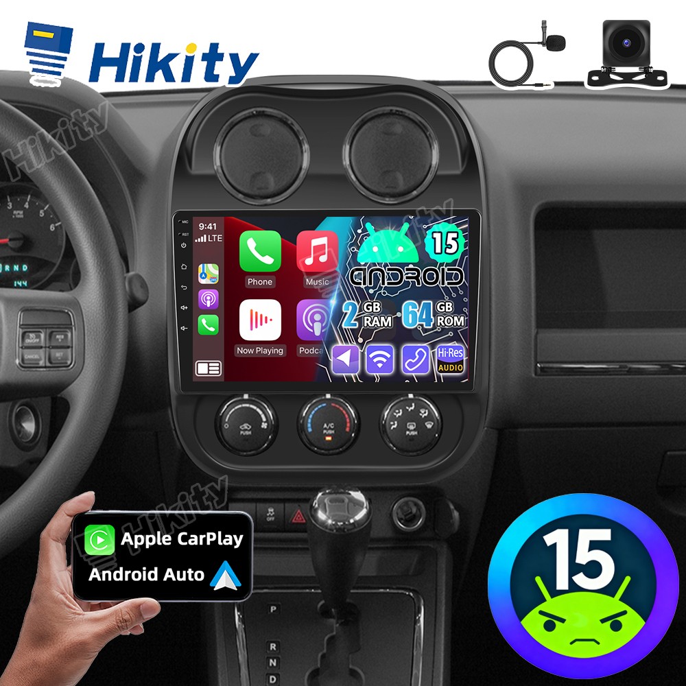 For Jeep Compass Patriot 2010-2016 64GB Android 15 Car Stereo CarPlay GPS Camera