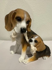 RARE Tri Color Beagle Dogs Puppy Love Rope Figurine Statue 10” Danbury Mint Chip