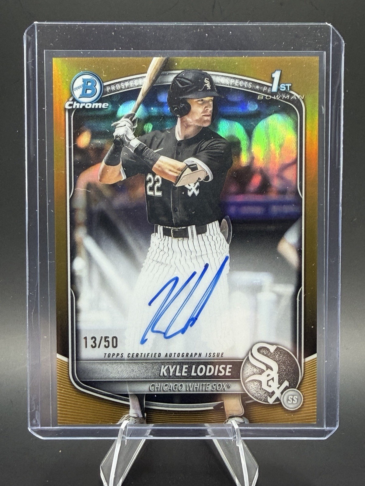 2025 Bowman Draft Chrome 1st True Gold Refractor Kyle Lodise Auto /50 White Sox