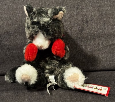 NEW Douglas Cuddle Toy Baby Gray Cat Kitten Plush with Red Mittens 8  NWT