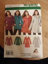 Simplicity 1540 Jacket Coat Length Variations Sewing Pattern Plus R5 14-22 NEW