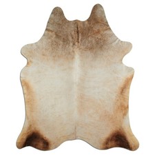 Premium Kuhfell Teppich XXL Rinderfell L180 x B220 cm beige braun weiß K346