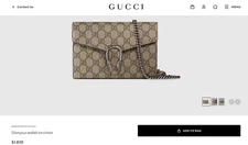 Gucci Dionysus wallet on chain  w/original box and dust bag-New 