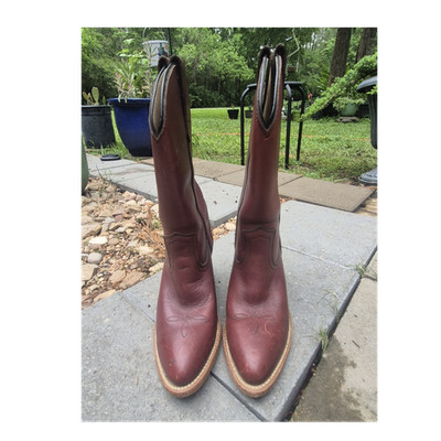 Frye Women's Brown Leather Western Mid-Calf Pull-On Boots Round Toe 7893