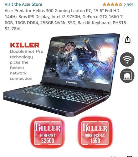 Acer Predator Helios 300 Gaming Laptop, Upgraded Hardware, 15.6” Full HD 144Hz