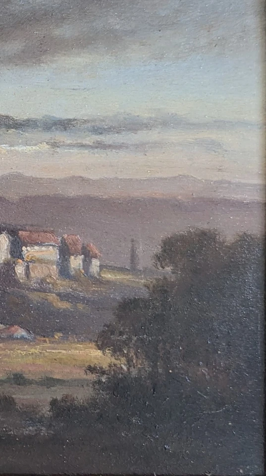 Tableau ancien 19° siècle- Paysage - Huile sur panneau - Très bon état - Photo 4/4